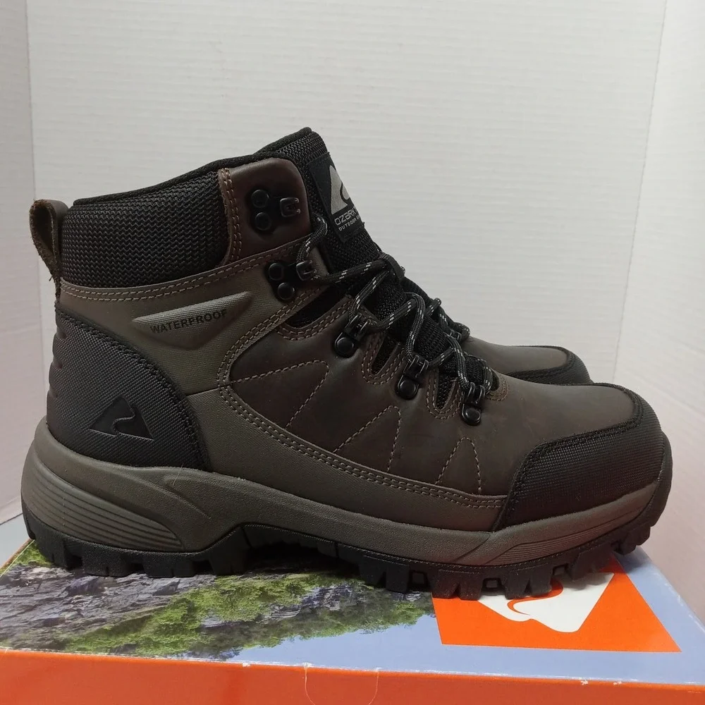 Ozark Trail OT Meadows 2.0 Men's Hiking Boots Size 9 Brown Waterproof Leather